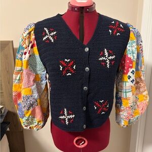 Colorful Patchwork Sleeve Sweater